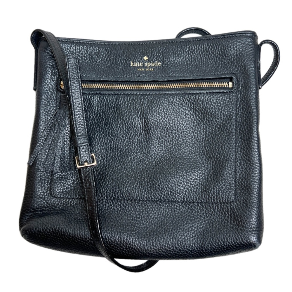 Kate Spade | Black Pebble Shoulder Bag Fringe Zipper